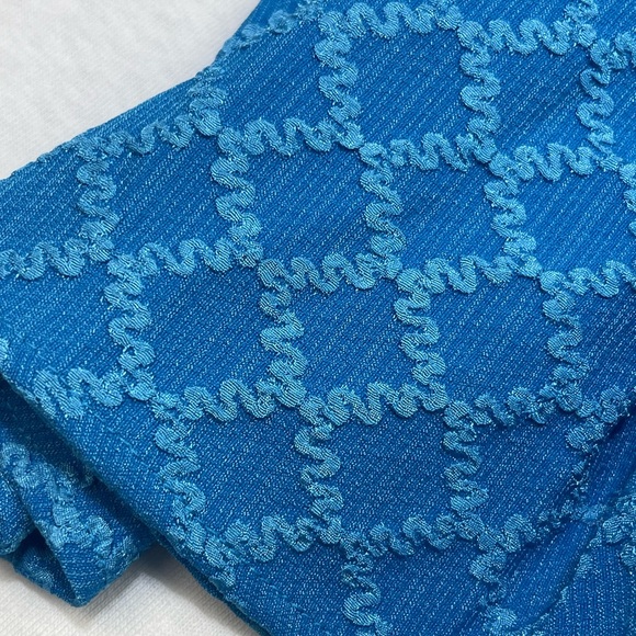 NWT Day + Moon Blue Puff Sleeve Peplum Crop Top - Picture 3 of 8